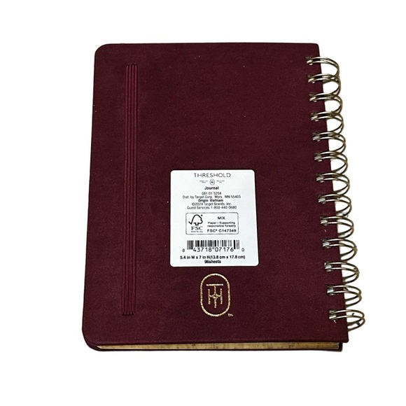 Threshold Burgundy Notebook with Gold Floral Design - Picture 2 of 4